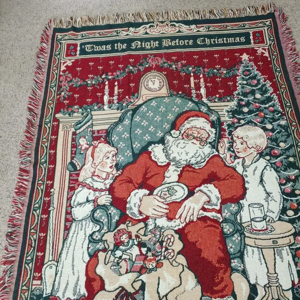 Holiday Tapestry Throw Blanket-Wall‎ Hanging-Night Before Christmas-Whiteaker